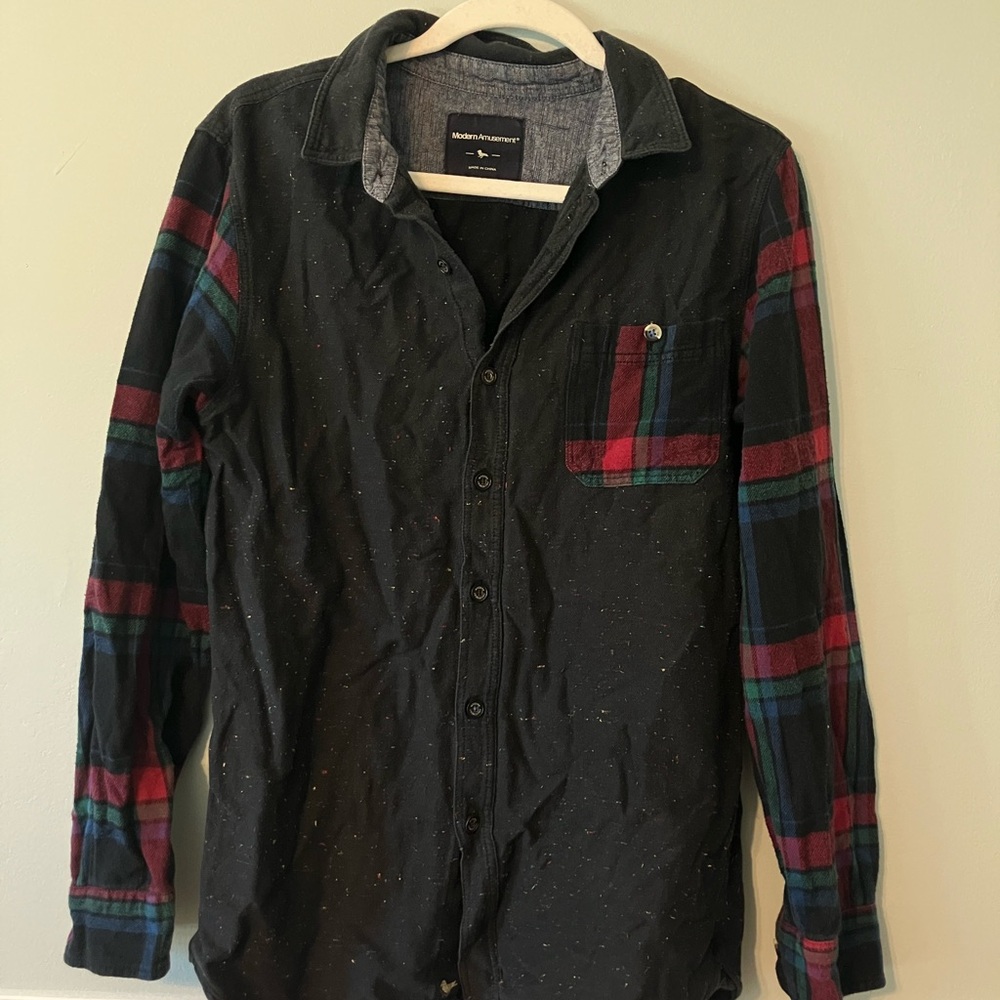 Modern Amusement Black / Red / Teal Plaid Button-Down Shirt